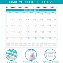 Calendar 2026, 12 Months from January 2026 to December 11.5 x 15 inch, Gray