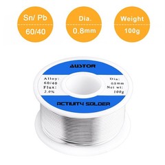 AUSTOR 60-40 Tin Lead Rosin Core Solder Wire for Electrical 0.8mm 100g