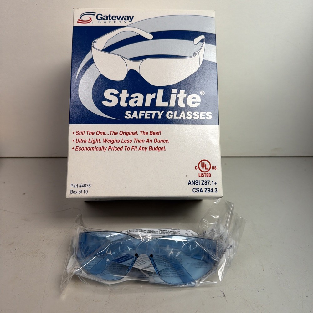 (BOX OF 10)Gateway Starlite Light Blue Safety Glasses Sunglasses Z87+ CSA Z94.4