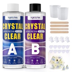 TQELFSS Epoxy Resin Kit 8 OZ, Clear Epoxy Resin (4 OZ×2), Fast Curing, Self