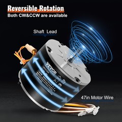 VEVOR Condenser Fan Motor 1/5HP 825RPM 0.95A 208-230V 5KCP39GFS166S 3S003