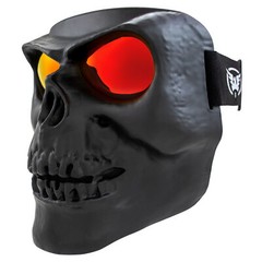Global Vision Skull Mask Motorcycle Riding Goggles Full Face w/ Red Mirror Lens