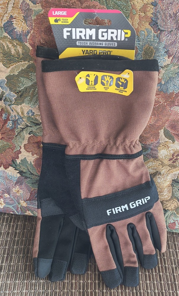 Size L Firm Grip Duck Canvas Utility Tough Working Gloves TouchScreen Finger