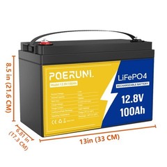 12V 100Ah LiFePO4 Lithium Battery for Solar Home Back Up RV Boat BMS 12.8V