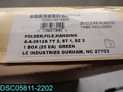 QTY=25: SKILCRAFT 8.5 x 14 in Hanging File Folder (Green) 071503730404