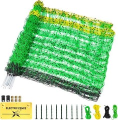 42.5″H x 164’L Heavy Duty Electric Fence Netting W/Posts Spike for Farms Ranches