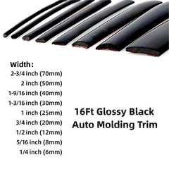 16Ft Glossy Black Automotive Car Exterior and Interior Molding Trim Universal…