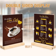 2pack 8.5×11 Acrylic Sign Holder with Wood Base for Picture Frames,L/T Shape …
