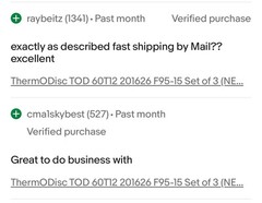 ThermODisc TOD 60T12 201626 F95-15 Set of 3 (NEW) No Box Free Same Day Shipping