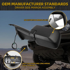Driver Side Mirror Compatible with 2021-2024 Ford Bronco Left Mirror W/Temp Sens