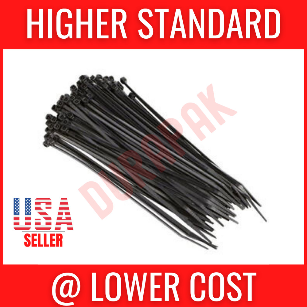 500 PCS 4″ 18 Lbs Black Wire Cord Nylon Cable Wire Tie Self Locking Zip Secure
