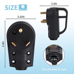30 Amp RV Replacement Plug ETL Listed 125V Male NEMA TT-30P for RV Trailer