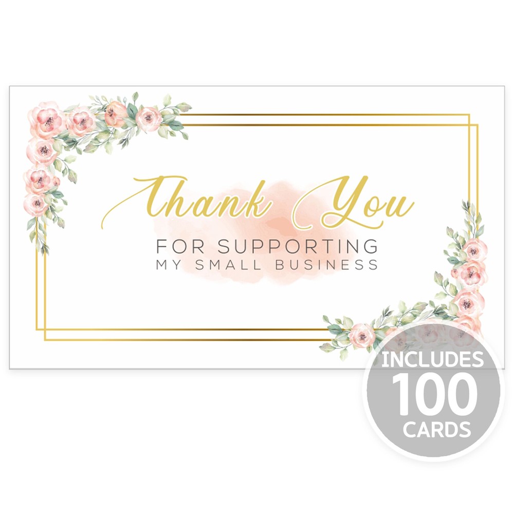 Thank You Cards Small Business (3.5 x 2 Inches – 100 pcs, 300GSM) by Modern 5th