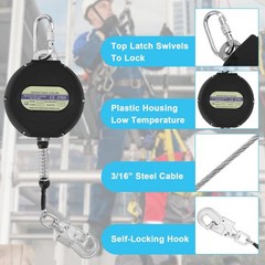 30ft Self Retracting Lifeline, Heavy Duty 30′ Self Retracting Lifeline with S…