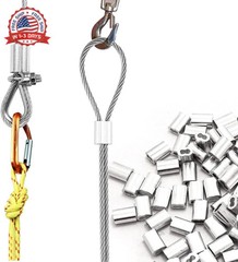 200pcs 1/16″ Aluminum Crimping Loop Sleeve, Cable Ferrule Wire Rope Sleeves Loop