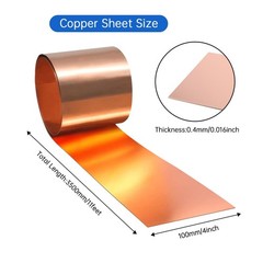 Durable Copper Sheet Metal 3500x100mm 0.4mm Thick Roofing DIY Crafts