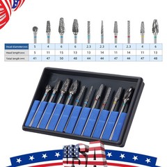 AZDENT 10Pcs Dental Lab Polishing Bur Drills Tungsten Steel Carbide Burs 2.35MM