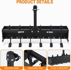 55″Tow Behind Box Scraper,Three-Point Quick Hitch Box Blade for Leveling&Grading