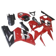 Injection Fairing Kit Kawasaki ZX6R 636 2003-2004 ABS Plastic Gloss Red Black