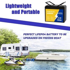 12V 100Ah LiFePO4 Lithium Battery BMS for Solar RV Off-grid Motors Marine