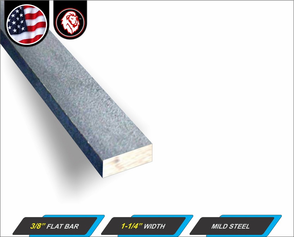 3/8″ x 1-1/4″ Steel Flat Bar – Metal Stock – Mild Steel – 36″ Long (3-ft)