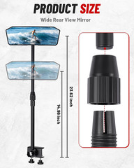 Pontoon Boat Rear View Mirror, 10.5″ X3.55″ Wide Marine Mirror with Telescoping