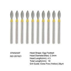 Multi-Use Football Diamonds Burs FG 379/023XF Egg Extra Fine Grit Friction Grip