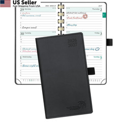 POPRUN Pocket Planner 2026-2027 (Slim Size 3.5” x Purse – 3.5″ x 6.5″, Black