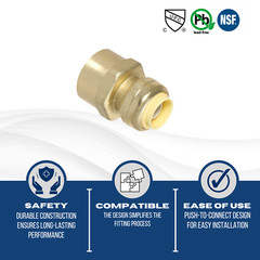 10 PIECES 1/2″ PUSH FIT X 3/4″ FNPT FEMALE THREADED ADAPTER