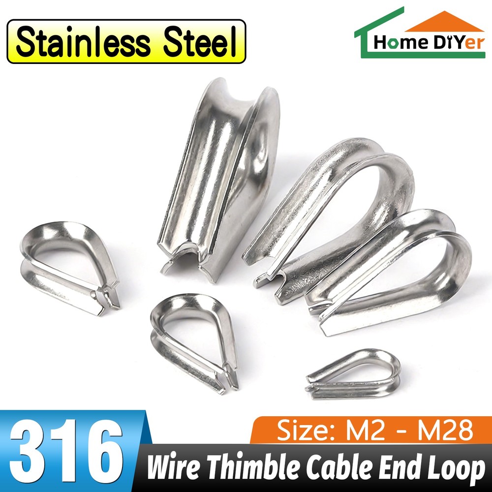 Thimble Thimbles Wire Cable Rope Stainless Steel Cable Clips Clamps Marine Grade