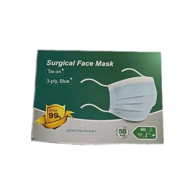 50pcs 3-Ply Face Mask Non-Medical Surgical Tie-on Mouth Cover 50/Box Level 3