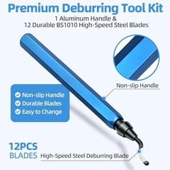 13-Piece Deburring Tool Set for 3D Printing, Metal, PVC – Aluminum Handle & HSS