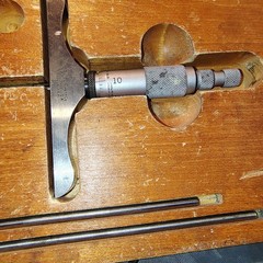 The L S Starrett Co. No. 445 Depth Micrometer 0 – 3″ With Wooden Box Vintage