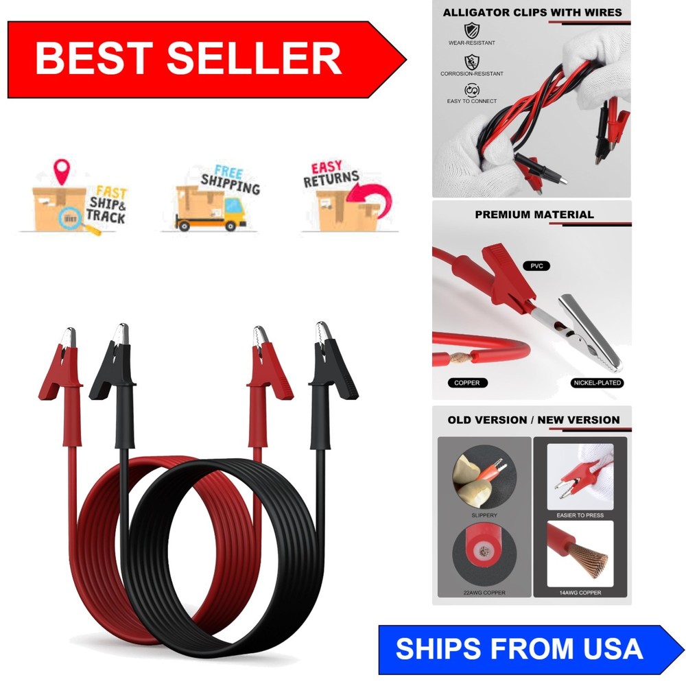 Corrosion-Resistant 14 AWG Leads with Alligator Clips – 19A Max Support