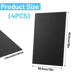 4 PCS Black ABS Plastic Sheet 12x16x1/8 Inch Dual Textured Rigid Moldable