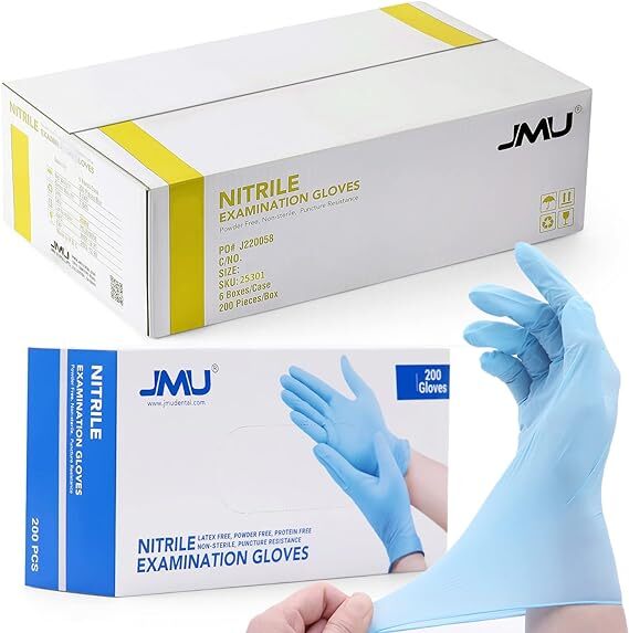 200/1200 JMU Nitrile Gloves Medical Exam 3.5 Mil Latex Free Powder Free XS/S/M/L