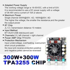 ZK-3002T 300W+300W Bluetooth Digital Amplifier Board TPA3255 Chip 2.0 Channel…