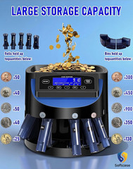 Coin Counter and Dollar Coin sorter with LCD Display, 300-coin Capacity