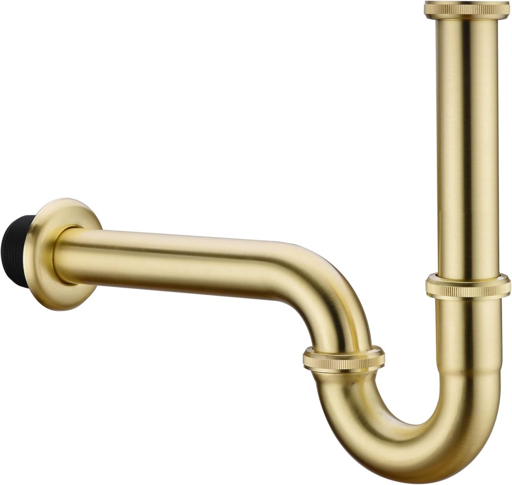 Brass P Trap, 1 1/4 Bathroom Basin Sink Waste Trap Drain Kit Brushed Gold