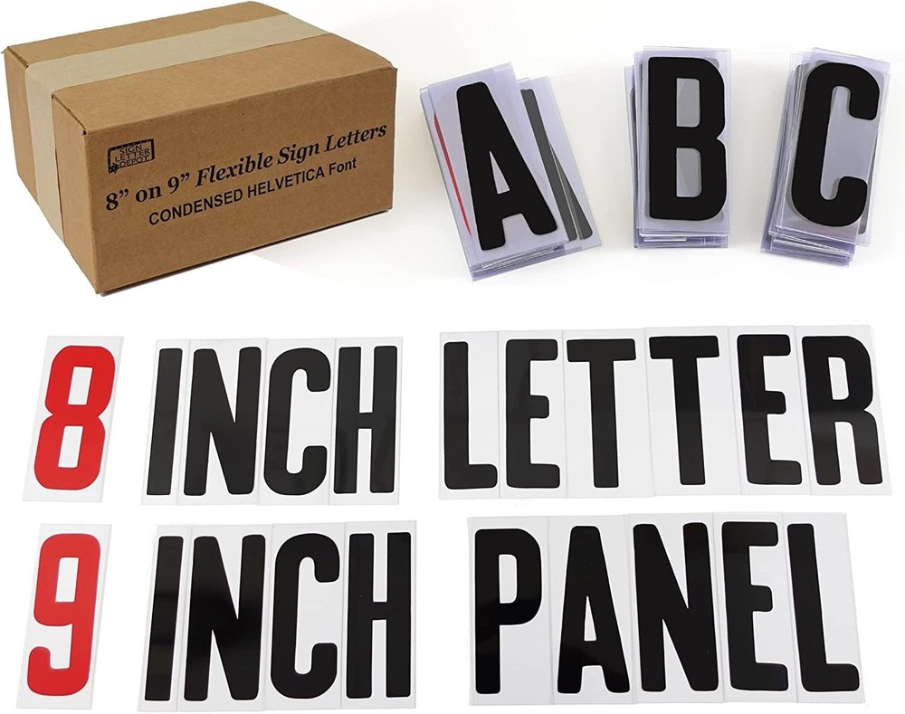 8″ letter printed on 9″ Clear .030 flexible panel, Black Letters, Red…