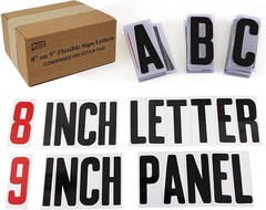 8″ letter printed on 9″ Clear .030 flexible panel, Black Letters, Red…