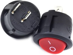5 Pack Round Rocker Power Switch SPST 6A 250V AC 2 Pin ON Off Red Button Power