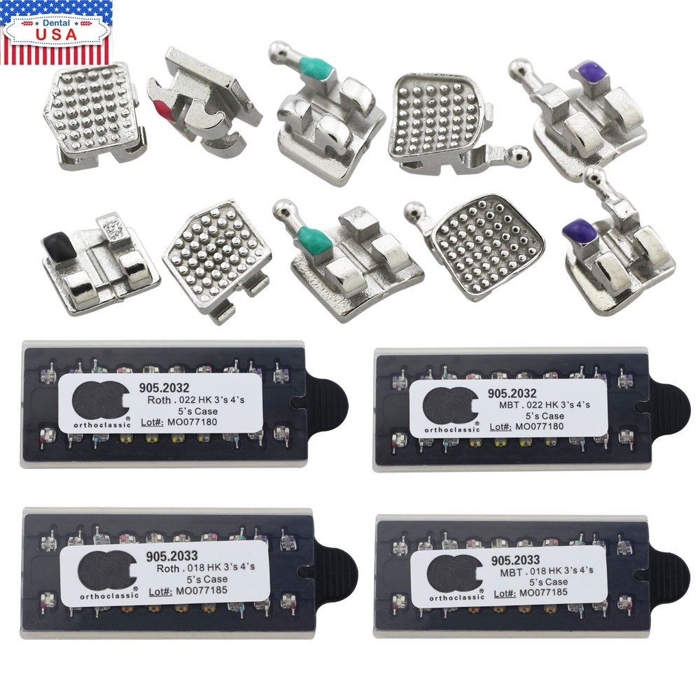 50 Sets Dental Orthodontic Metal Brackets Braces Mini Roth MBT 022 018 345W/H