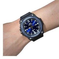Casio MW-620H-2AV Men’s Black/Blue Analog Sport Watch 100M WR LED Light Resin
