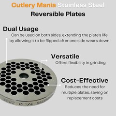 Cutlery Mania Meat Grinding Plate by Salvinox (#22 1/8 Hubbed Plate) (22SP1-8SS)