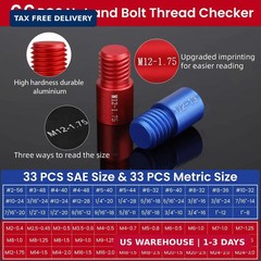 Thread Checker, 66pcs Nut and Bolt Thread Checker, 33 Inch & 33 Metric Box Set T