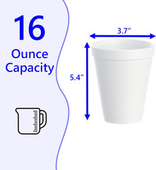 16 Oz Styrofoam Cups, Disposable Foam Cups , Insulated White