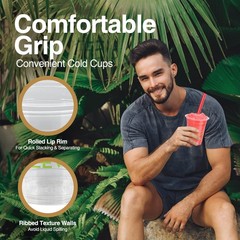 Eco Compostable Plant-Based Clear Plastic Cups 12oz Thick, Reusable, Disposab…