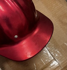 Vintage Fibre-Metal SuperLite Aluminum Hard Hat 1960-70’s Safety Cap CRIMSON