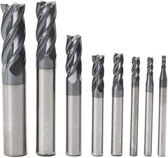 8pcs 2-12mm CNC Square Nose End Mills,Carbide Tungsten Steel 4 Fultes Milling